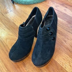Black suede booties by Unlisted